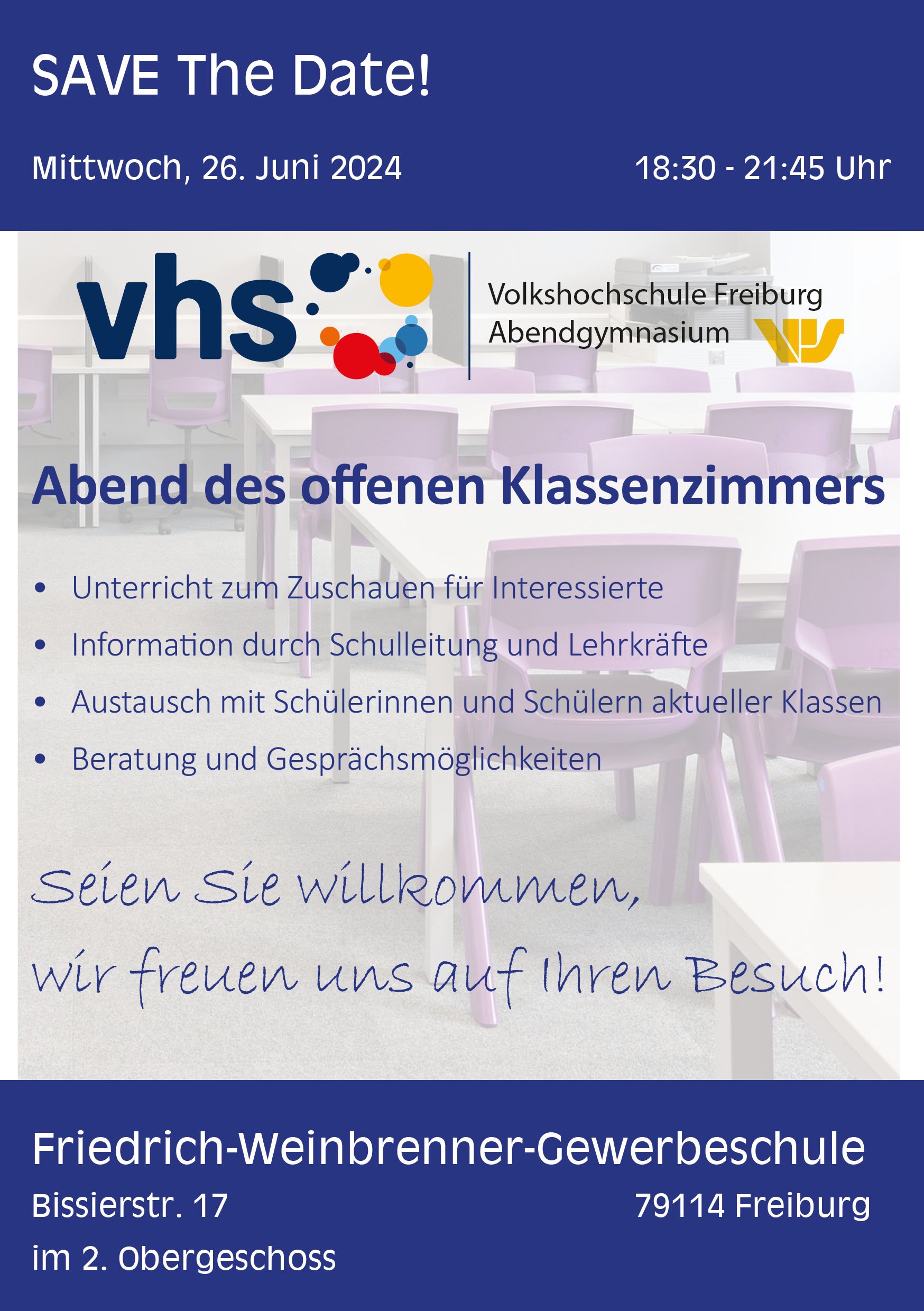 Bild: Tag der offenen Tür im Abendgymnasiums der VHS Freiburg